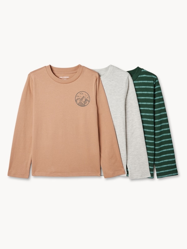 Kid Boys' 3-Pack Long Sleeve Top - Beige