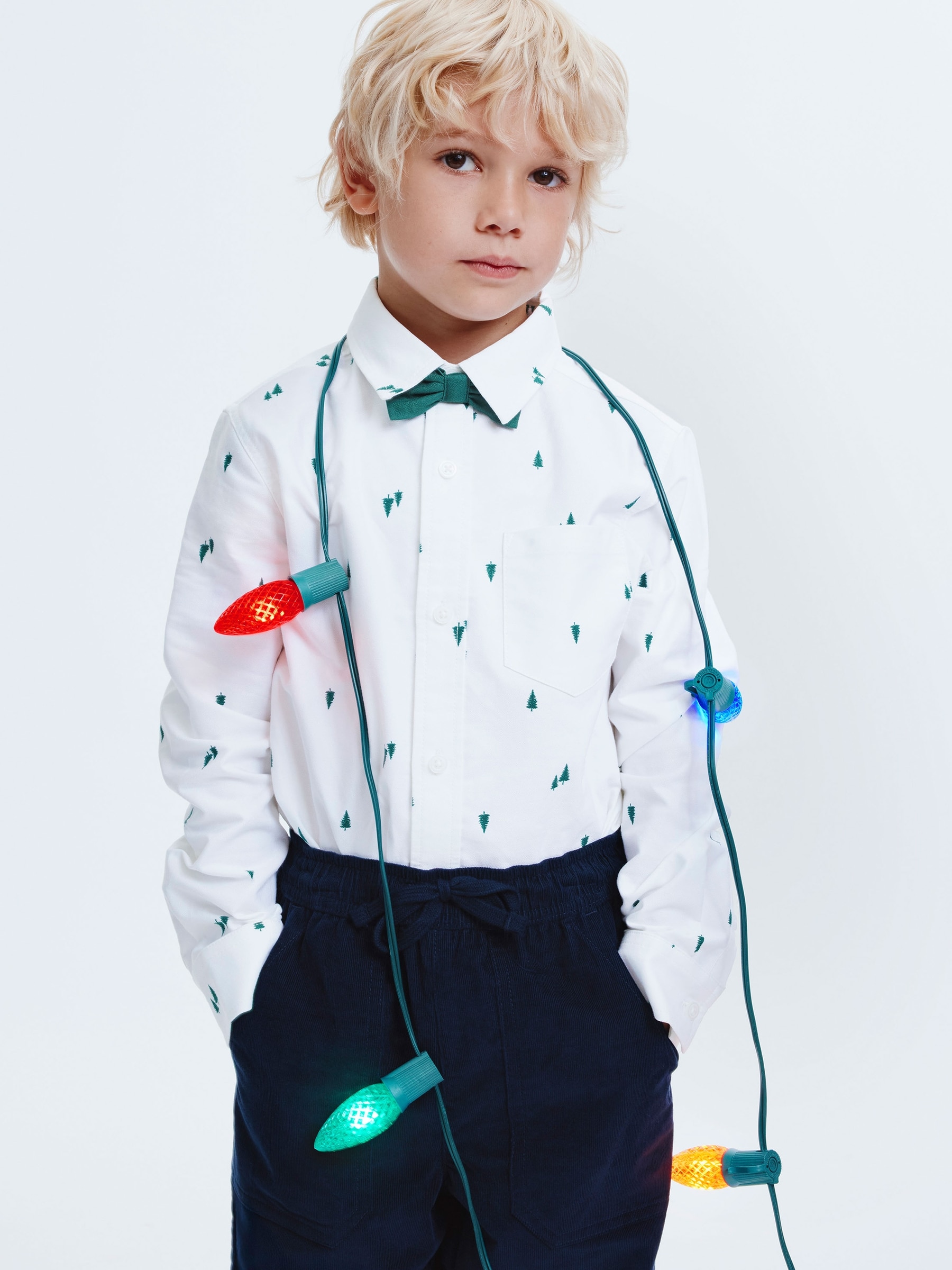 Kid Boys' Oxford Shirt with Bow Tie