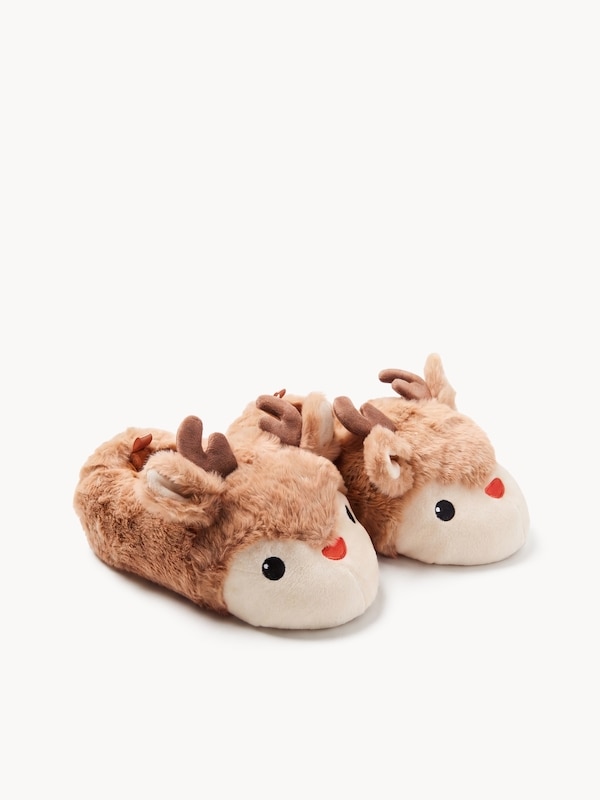 Kid Boys' Reindeer Slippers - Brown