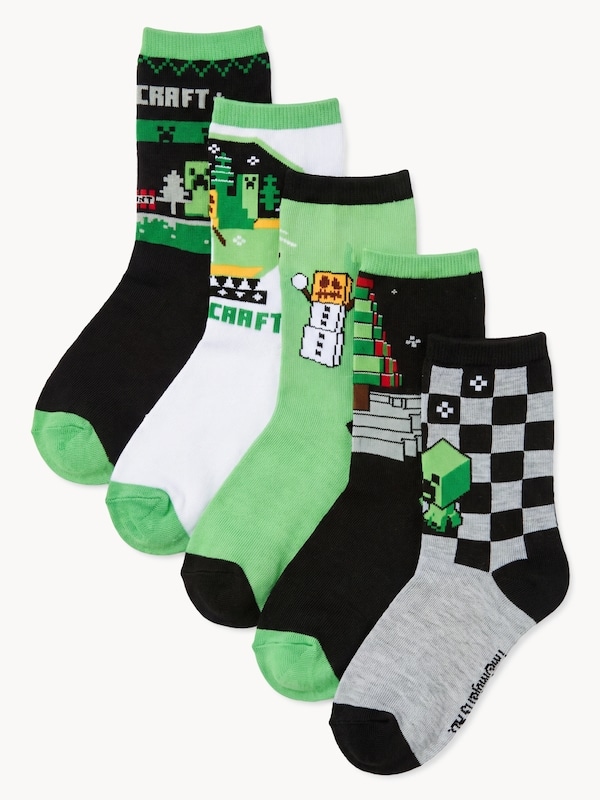 Joe Fresh Ens. 5 paires chaussettes tube des Fêtes Minecraft 1 ea, 12,00 $/1ch