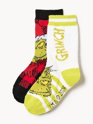 Joe Fresh Kid Boys' Grinch 2-Pack Cozy Crew Socks 1 ea, $12.00/1ea