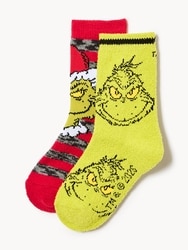 Joe Fresh Kid Boys' Grinch 2-Pack Cozy Crew Socks 1 ea, $12.00/1ea