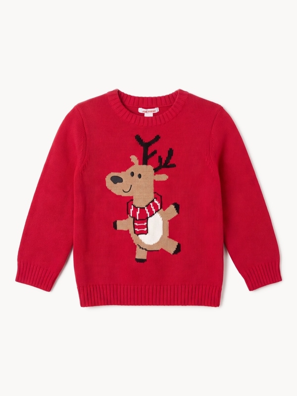 Toddler Boys' Jacquard Knit Sweater - Red