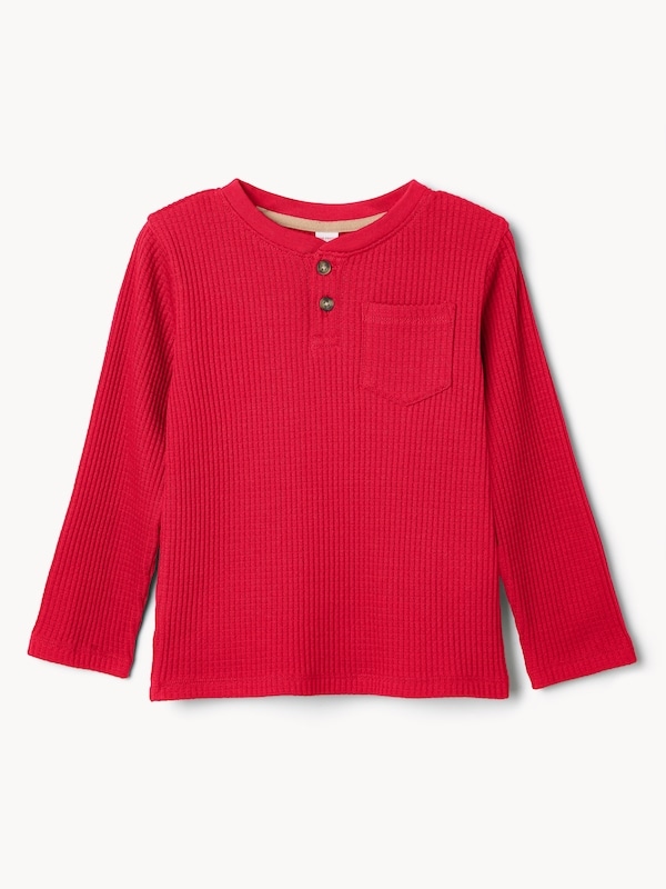 Toddler Boys' Henley Long Sleeve Top - Red