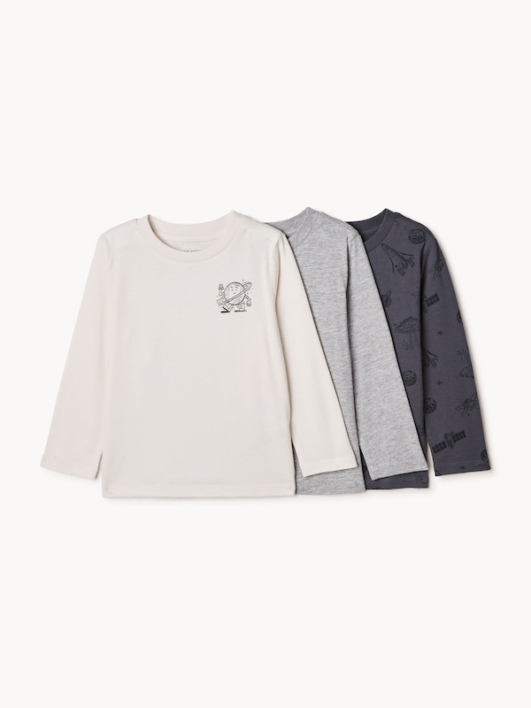 Toddler Boys' 3-Pack Long Sleeve Top - Off White