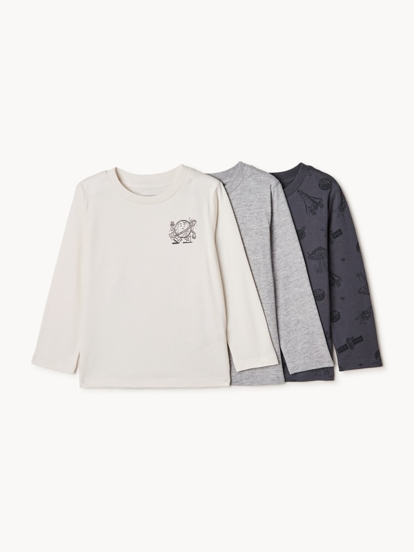 Toddler Boys' 3-Pack Long Sleeve Top - Off White