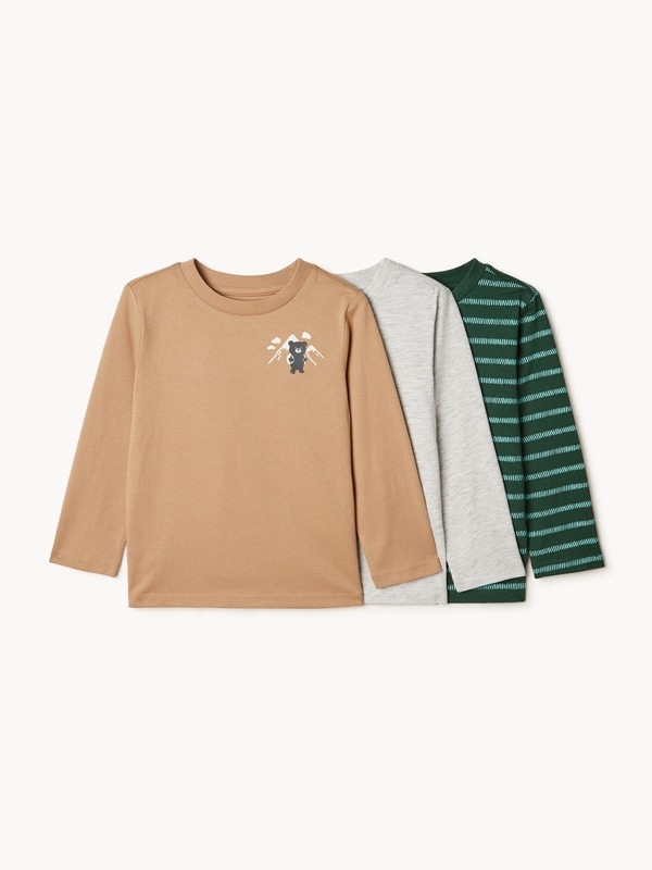 Toddler Boys' 3-Pack Long Sleeve Top - Beige
