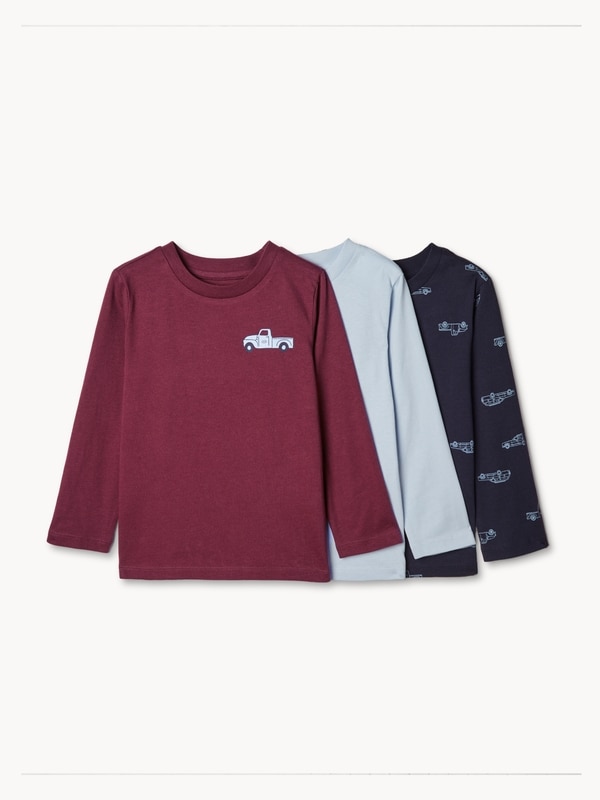 Toddler Boys' 3-Pack Long Sleeve Top - Burgundy