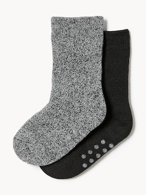 Ens. de 2 paires de chaussettes tube thermiques - Noir