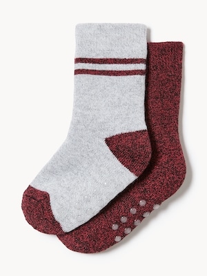 Toddler Boys' 2-Pack Thermal Crew Socks - Red