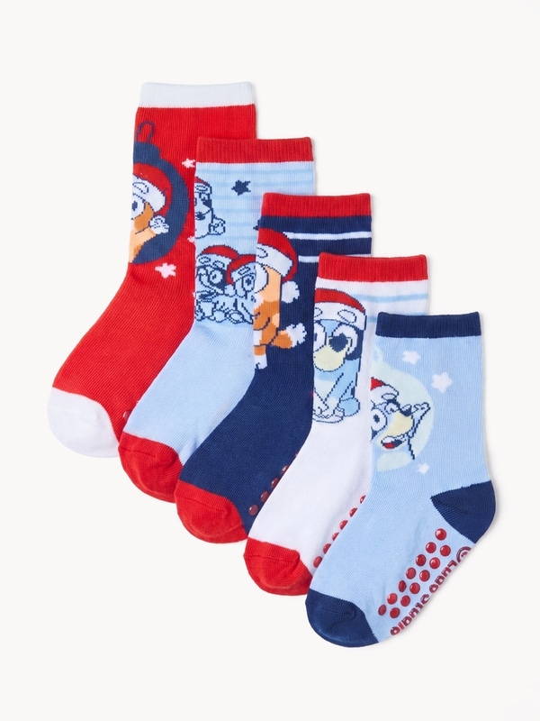Joe Fresh Toddler Boys' Bluey 5-Pack Festive Crew Socks 1 ea, $12.00/1ea