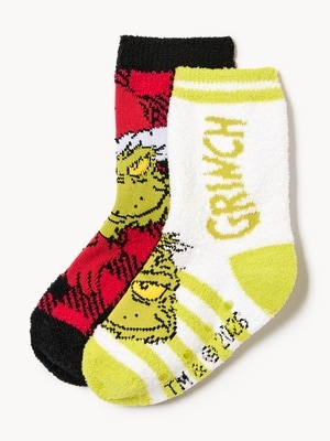 Joe Fresh Toddler Boys' Grinch 2-Pack Cozy Crew Socks 1 ea, $12.00/1ea