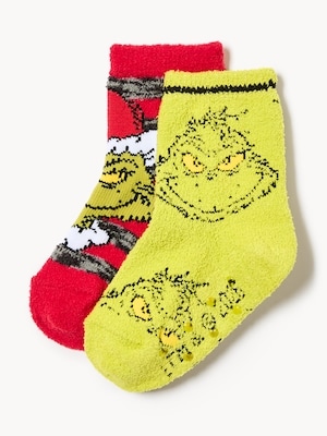 Joe Fresh Toddler Boys' Grinch 2-Pack Cozy Crew Socks 1 ea, $12.00/1ea