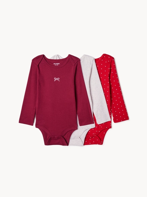 Joe Fresh Baby Girls' 3-Pack Long Sleeve Bodysuit 1 ea, $16.00/1ea