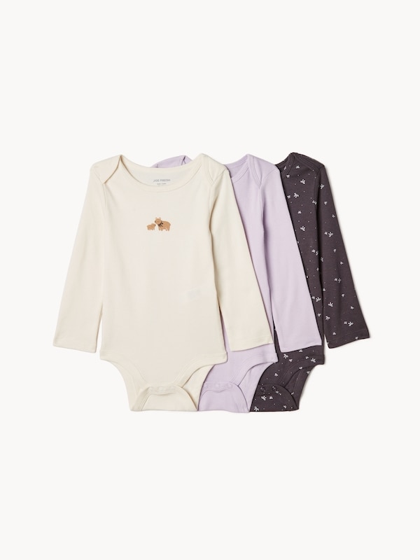 Baby Girls' 3-Pack Long Sleeve Bodysuit