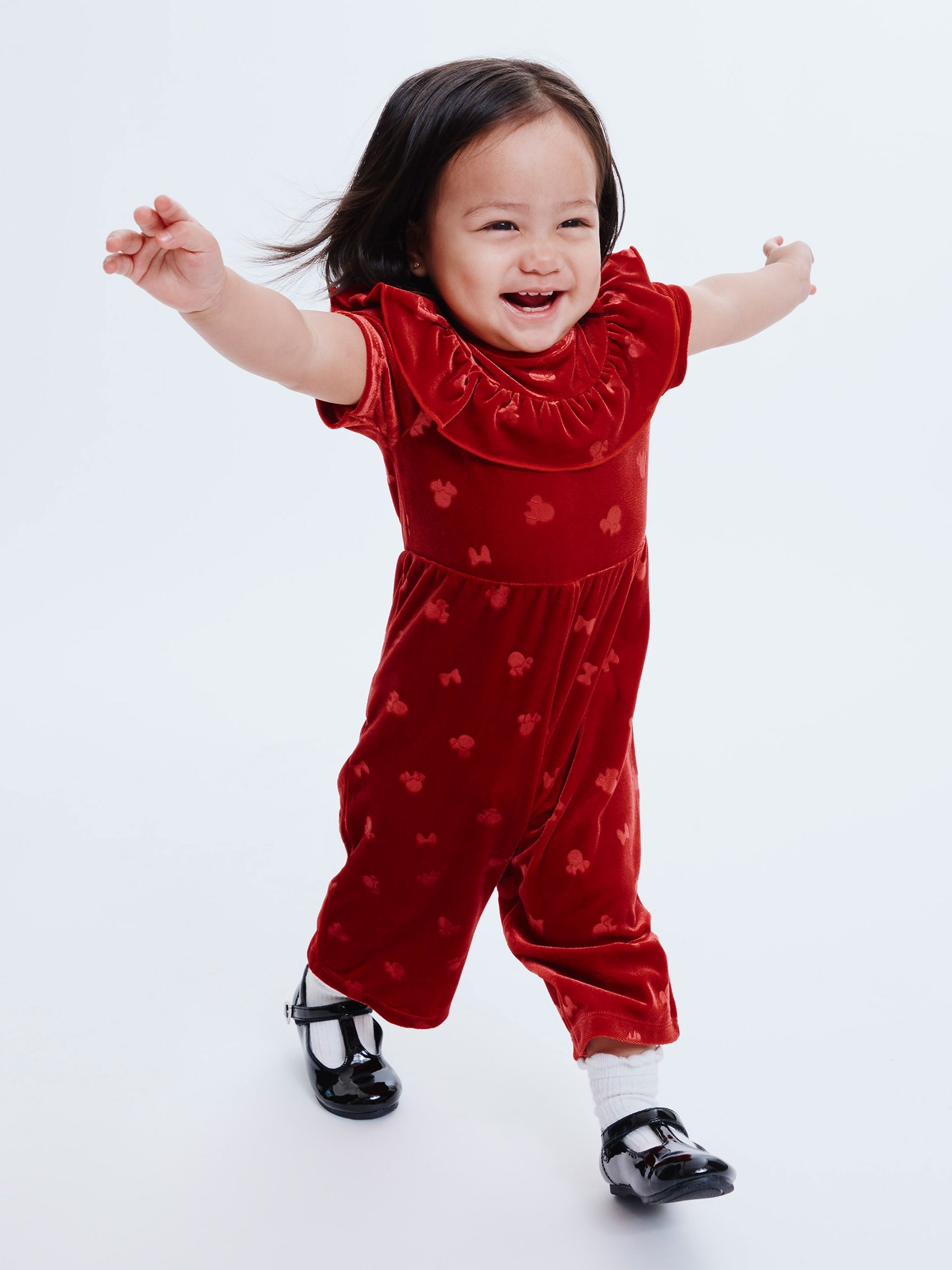 Baby Girls' Disney Minnie Mouse Velour Jumpsuit