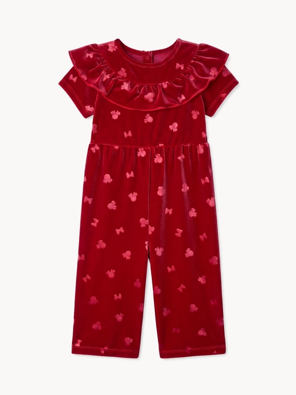 Baby Girls' Disney Minnie Mouse Velour Jumpsuit