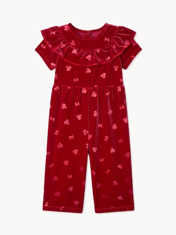 Baby Girls' Disney Minnie Mouse Velour Jumpsuit