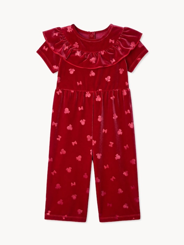 Baby Girls' Disney Minnie Mouse Velour Jumpsuit