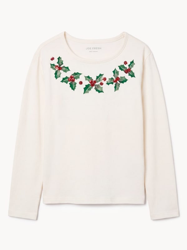 Joe Fresh Kid Girls' Sequin Graphic Long Sleeve Top 1 ea, $16.00/1ea