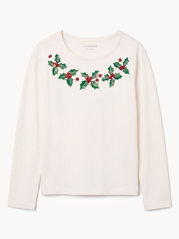 Joe Fresh Kid Girls' Sequin Graphic Long Sleeve Top 1 ea, $16.00/1ea