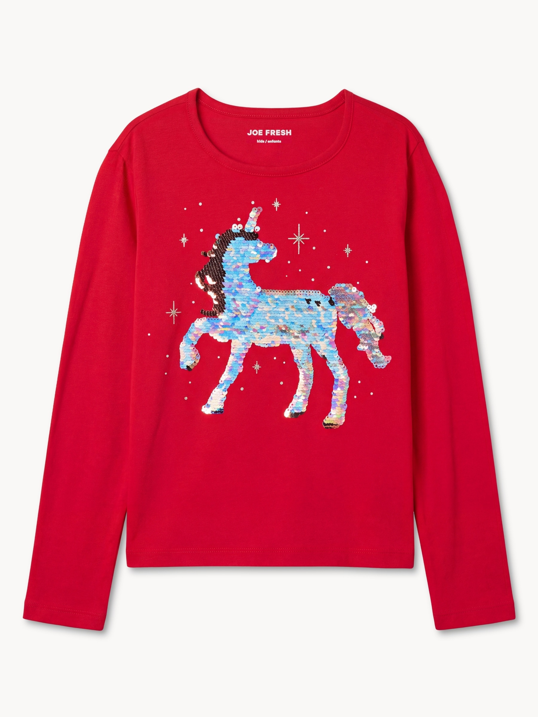 Haut graphique pailleté à manches longues, filles