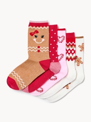 Joe Fresh Kid Girls' 5-Pack Holiday Crew Socks 1 ea, $10.00/1ea