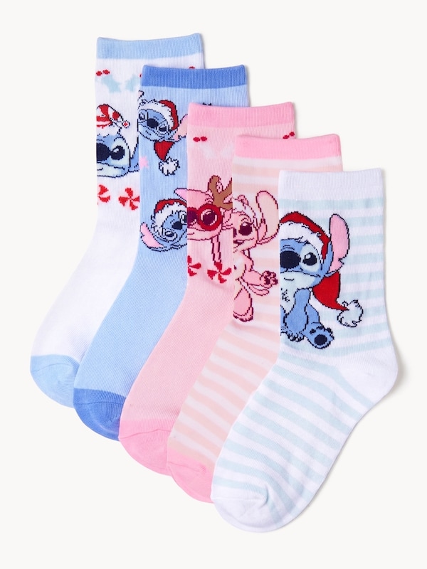 Joe Fresh Ens. 5 paires de chaussettes tube des Fêtes Stitch 1 ea, 12,00 $/1ch