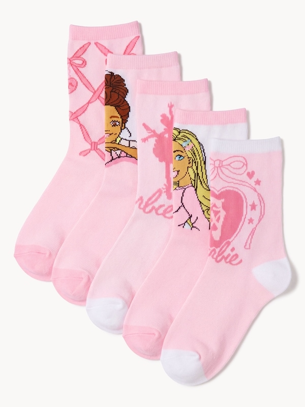 Joe Fresh Ens. 5 paires de chaussettes tube Barbie, filles 1 ea, 12,00 $/1ch
