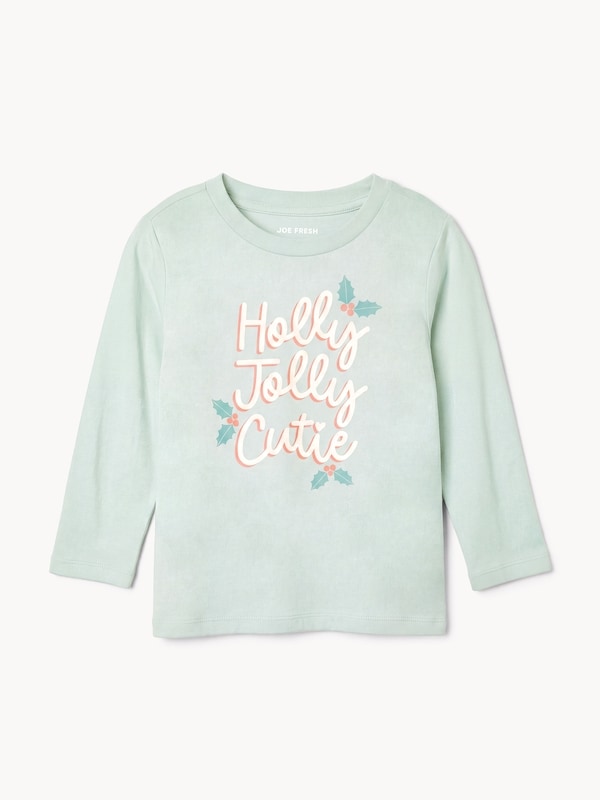 Haut à manches longues, petites filles - Aqua poussiéreux