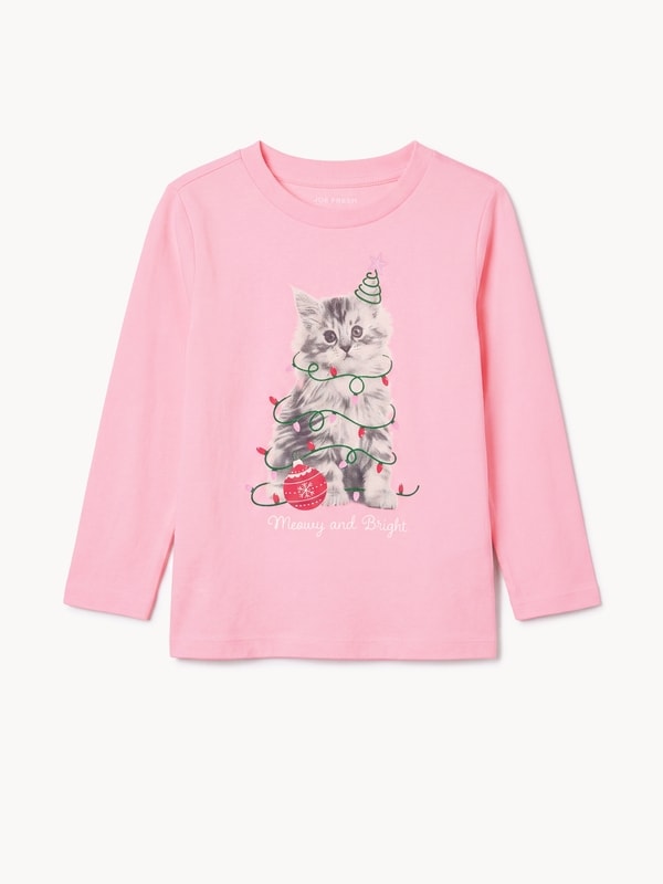 Haut à manches longues, petites filles - ROSE PASTEL