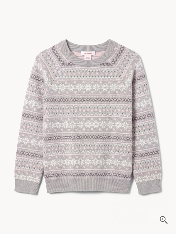 Chandail en tricot jacquard, petites filles - Mélange De Gris Pâle