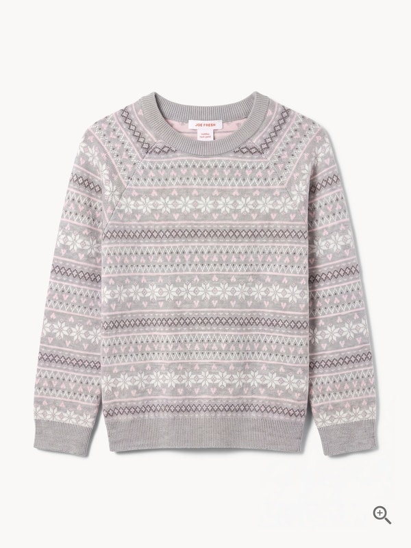 Toddler Girls' Fair Isle Sweater - Light Grey Mix