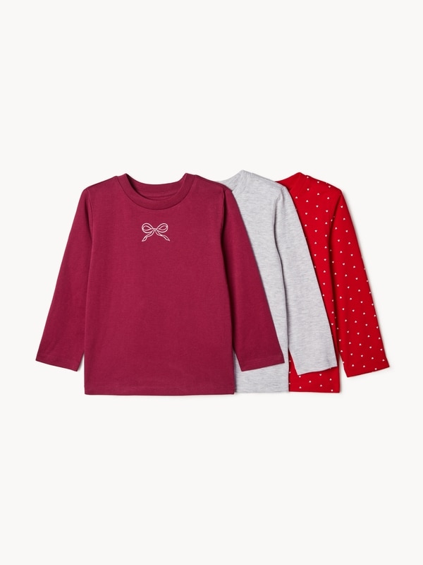 Toddler Girls' 3-Pack Long Sleeve Top - Maroon