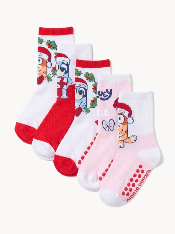 Joe Fresh Ens. 5 paires de chaussettes tube des Fêtes Bluey 1 ea, 12,00 $/1ch