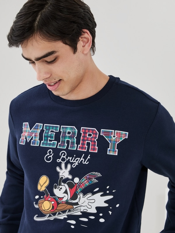 Men's Disney Mickey Mouse Holiday Sweatshirt - Dark Navy