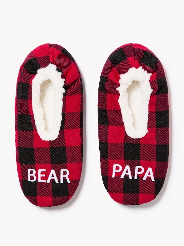 Chaussons à carreaux pour hommes - Rouge