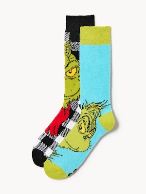 Joe Fresh Men's Grinch 2-Pack Cozy Crew Socks 1 ea, $14.00/1ea