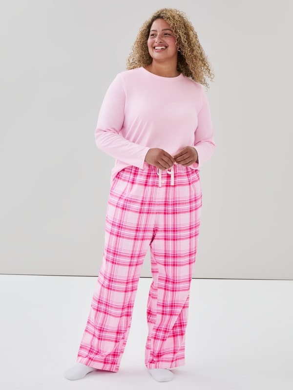 Women+ Flannel Sleep Pant - Light Pink