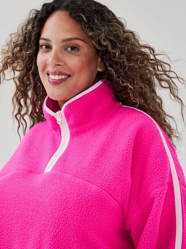 Women+ Active Teddy Fleece Half-Zip Pullover - Neon Pink