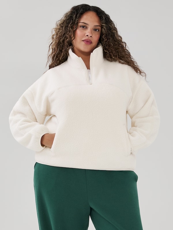 Chandail sport molleton fermeture éclair Femmes+ - Blanc Cassé