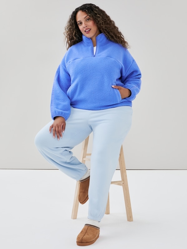 Women+ Active Teddy Fleece Half-Zip Pullover - Bright Blue