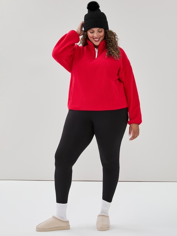 Women+ Active Teddy Fleece Half-Zip Pullover - Red
