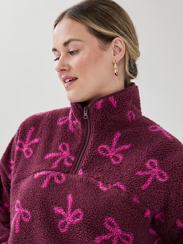 Women+ Active Teddy Fleece Half-Zip Pullover - Burgundy