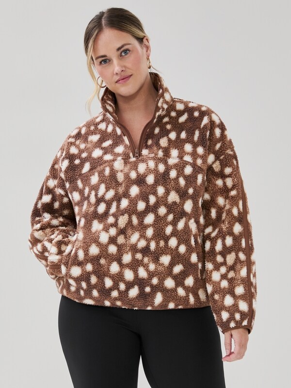 Chandail sport molleton fermeture éclair Femmes+ - Brun