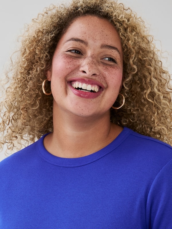 Women+ Ribbed Long Sleeve Top - Blue