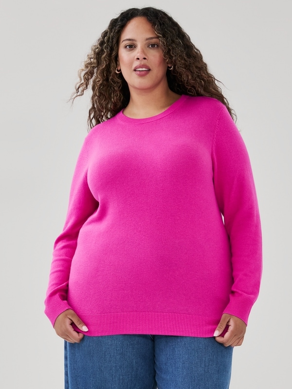 Chandail en tricot en coton et cachemire Femmes+ - Rose Vif