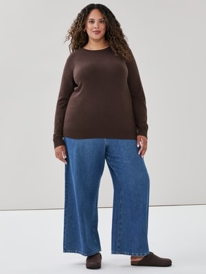 Women+ Cotton Cashmere Sweater - Dark Brown