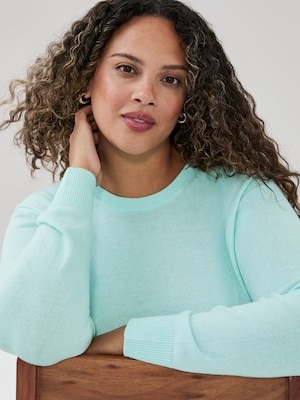 Women+ Cotton Cashmere Sweater - Aqua