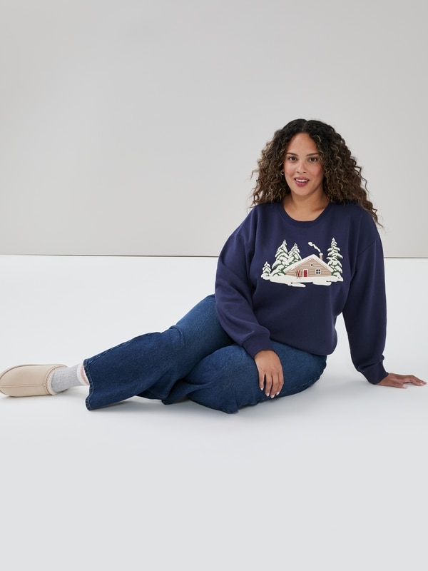 Women+ Festive Sweatshirt - Dark Navy